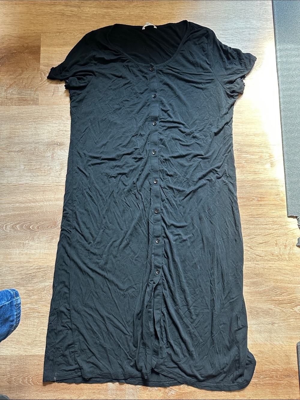 Black Button-Front Midi Dress
